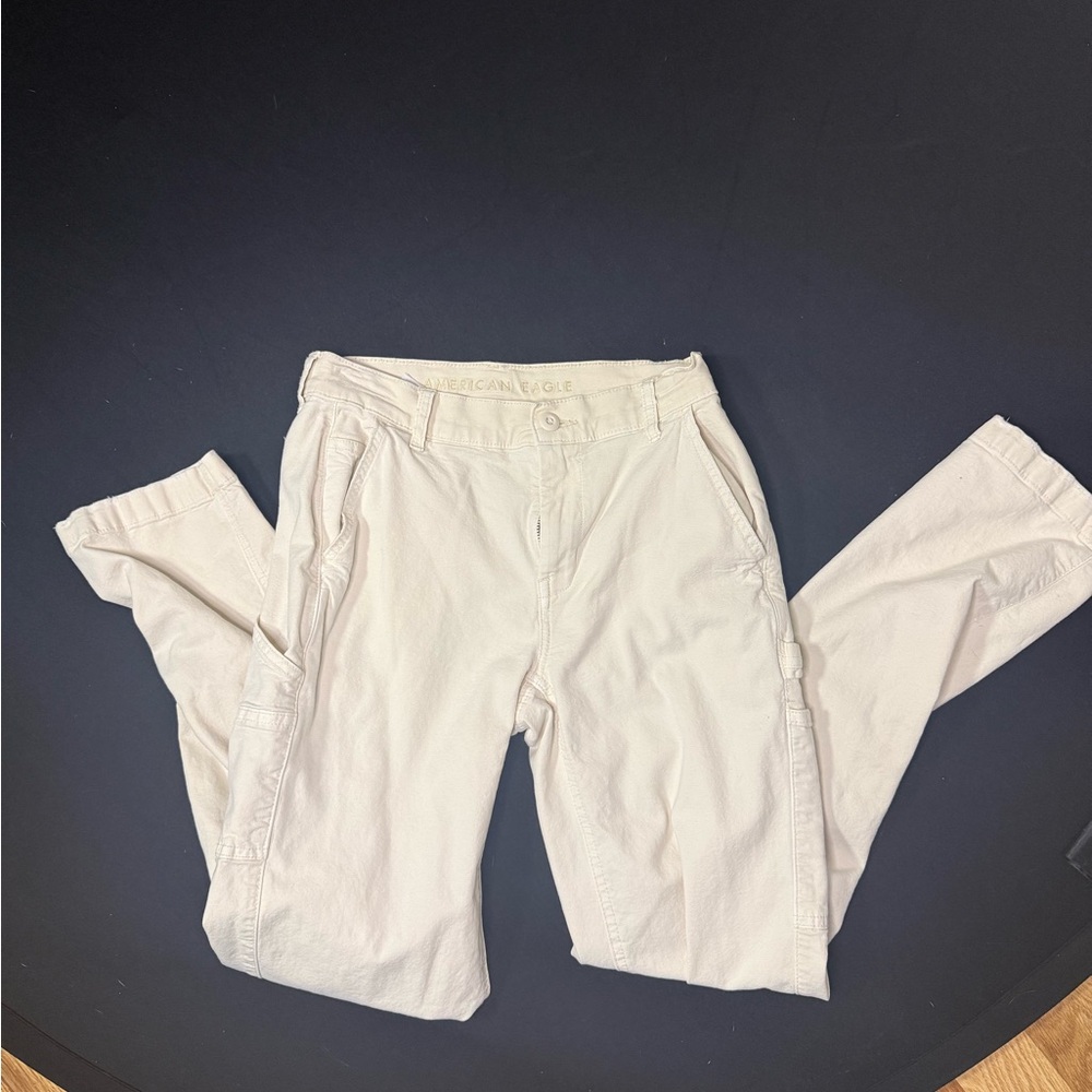 American Eagle Outfitters Cream Cargo Pants